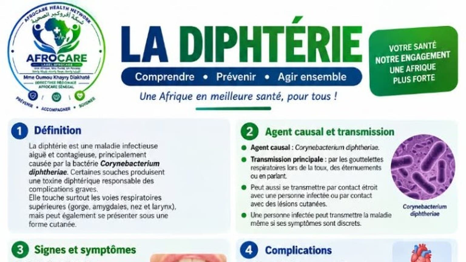 Fiche AFROCARE sur la diphtérie : comprendre, prévenir et agir ensemble
